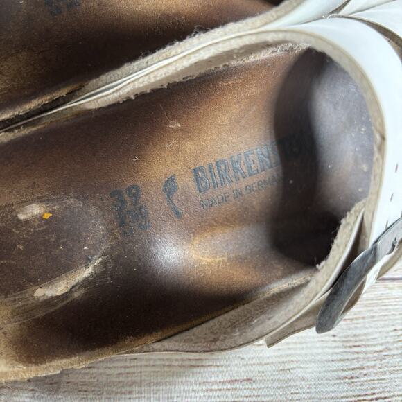 Birkenstock Arizona White Leather Womens Size EU 39 Womens 8.5 Mens 6.5 Narrow - Picture 11 of 12